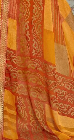 MGC Chiffon Orange colour saree with blouse piece SP777