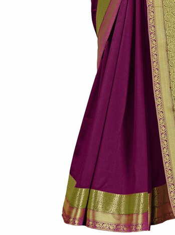 Vichitra Silk Purple Color Saree With Blouse Piece by MGC