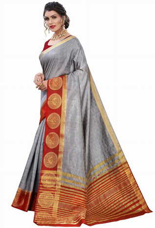 MGC Silk Grey colour saree with blouse piece SP703