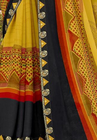 MGC Georgette  Mustard colour saree with blouse piece SP849