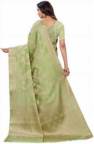 MGC SILK Green colour saree with blouse piece SP1024