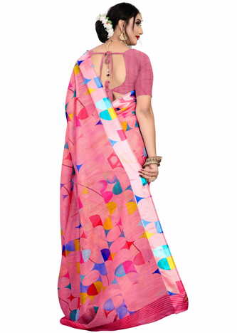 MGC Linen Multi Colour saree with blouse Piece  SP257