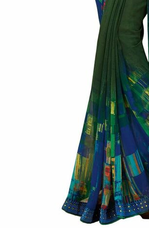 MGC Georgette Green colour saree with blouse piece SP909