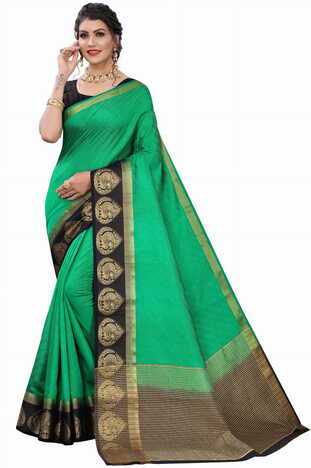 MGC Silk Green colour saree with blouse piece SP713