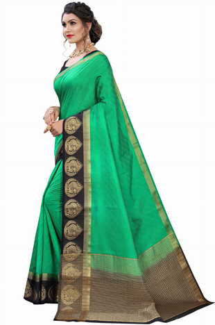 MGC Silk Green colour saree with blouse piece SP713