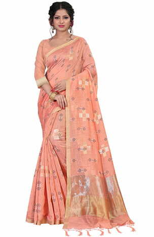 MGC Linen Peach Color Saree SP59