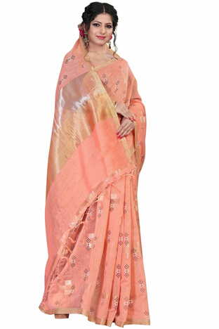 MGC Linen Peach Color Saree SP59