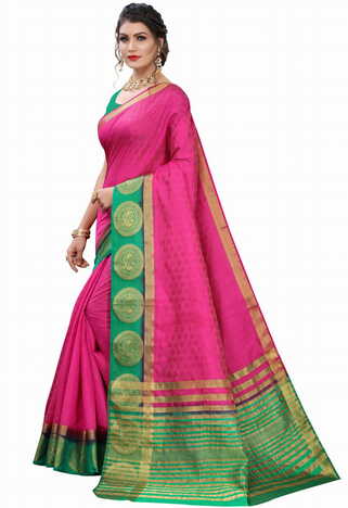 MGC Silk Pink colour saree with blouse piece SP714