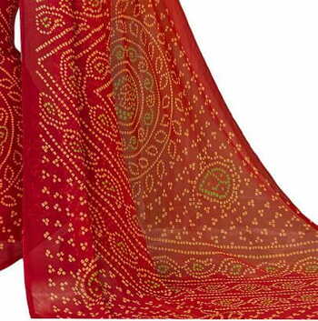 MGC Chiffon Red colour saree with blouse piece SP861