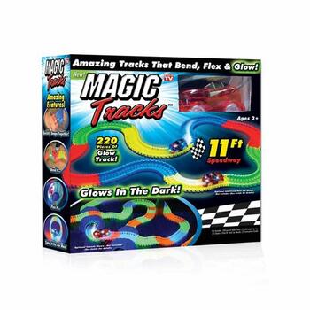 MGC Ceejay Magic Race Bend Flex And Glow Tracks-220 Pieces,Plastic Magic 11 Feet Long Flexible Tracks Car Play Set For Kids (Multi Color)