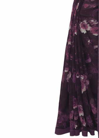 Georgette Purple Color Saree With Blouse Piece by MGC