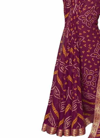 Chiffon Purple Color Saree With Blouse Piece by MGC