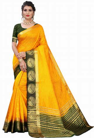 MGC Silk Yellow colour saree with blouse piece SP715