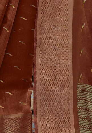 MGC Cotton Rust colour saree with blouse piece SP798