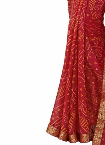 Chiffon Maroon Color Saree With Blouse Piece by MGC