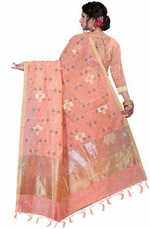 MGC Linen Peach Color Saree SP59