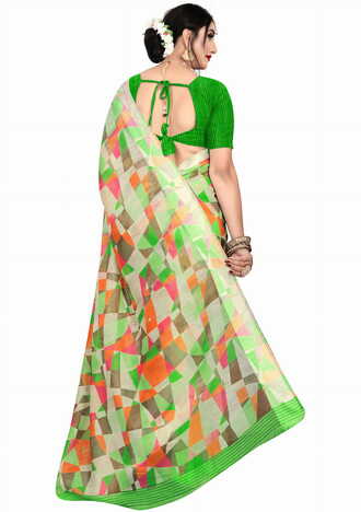 MGC Linen Multi Colour saree with blouse Piece  SP258