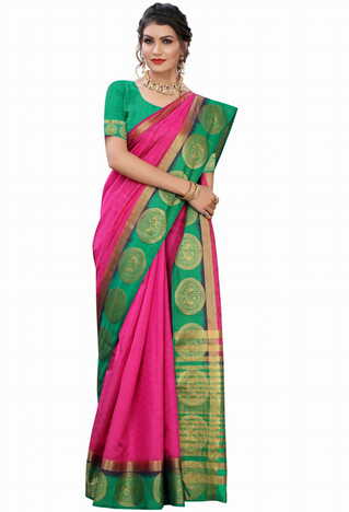 MGC Silk Pink colour saree with blouse piece SP714