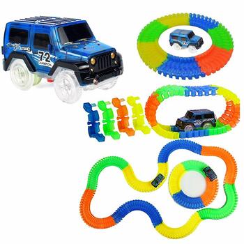 MGC Ceejay Magic Race Bend Flex And Glow Tracks-220 Pieces,Plastic Magic 11 Feet Long Flexible Tracks Car Play Set For Kids (Multi Color)