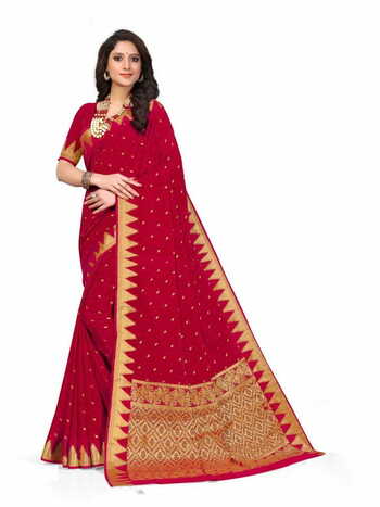 MGC Fancy Rich Pallu Crepe Maroon Colour Saree With Blouse Piece Sp613