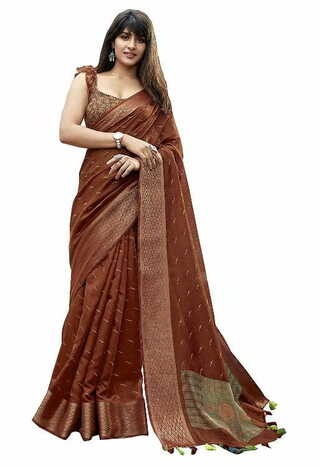 MGC Cotton Rust colour saree with blouse piece SP798