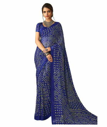 MGC Chiffon Blue colour saree with blouse piece SP862