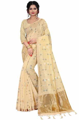 MGC Linen Beige Color Saree SP58