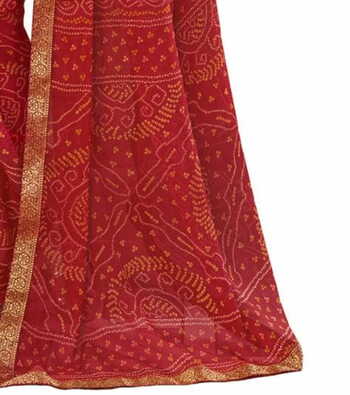 Chiffon Maroon Color Saree With Blouse Piece by MGC