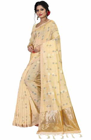 MGC Linen Beige Color Saree SP58