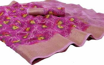 MGC Banarasi Linen Pink coloue sarees with blouse piece SP344