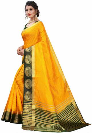 MGC Silk Yellow colour saree with blouse piece SP715