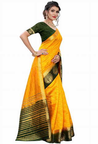 MGC Silk Yellow colour saree with blouse piece SP715