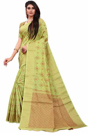 MGC Silk Green coloue sarees with blouse piece SP336