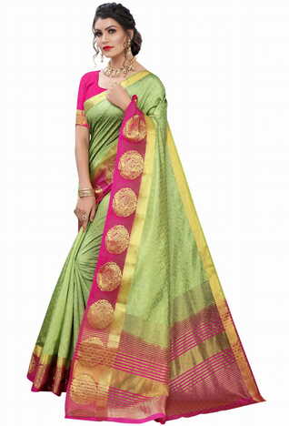 MGC Silk Green colour saree with blouse piece SP706