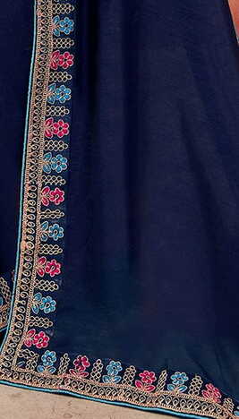 MGC Chanderi Silk  Blue colour saree with blouse piece SP782