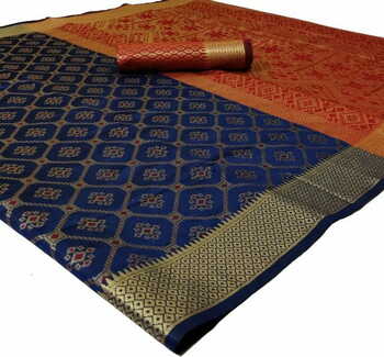 MGC Silk And  Jacquard Blue Color Saree SP66