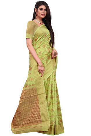 MGC Silk Green coloue sarees with blouse piece SP336