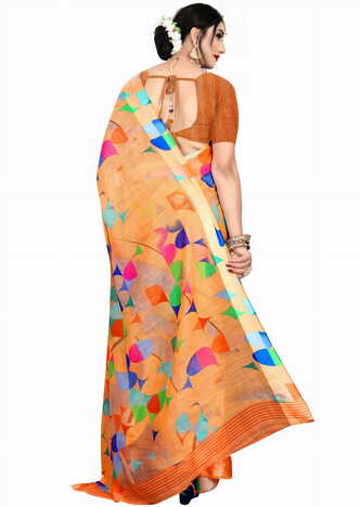 MGC Linen Multi colour saree with blouse piece SP654