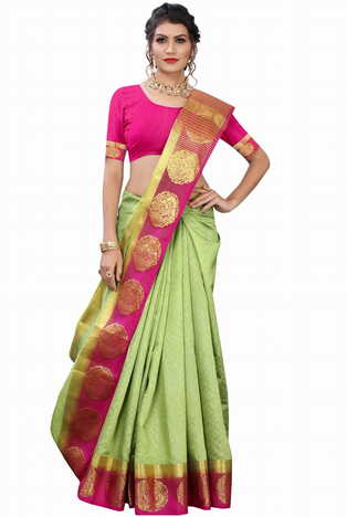 MGC Silk Green colour saree with blouse piece SP706