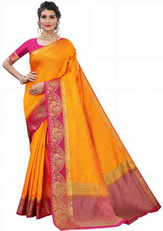 MGC Silk Mustard colour saree with blouse piece SP704