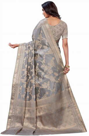 MGC SILK Grey colour saree with blouse piece SP1025