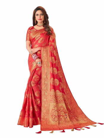 MGC Soft Silk Rich Pallu With Meena Gajri Colour Saree With Blouse Piece Sp571