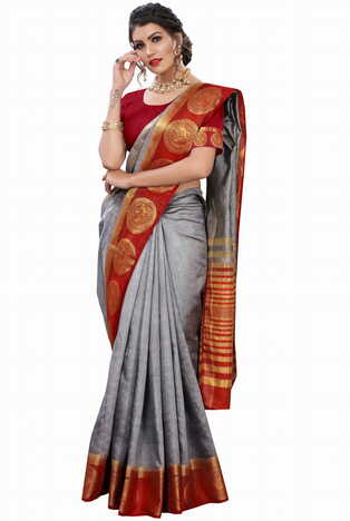 MGC Silk Grey colour saree with blouse piece SP703