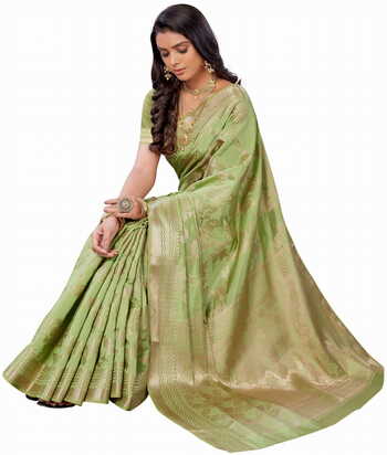 MGC SILK Green colour saree with blouse piece SP1024