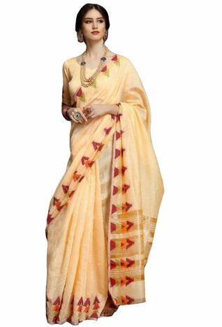 MGC Linen Off White Color Saree SP68