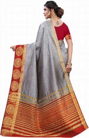 MGC Silk Grey colour saree with blouse piece SP703