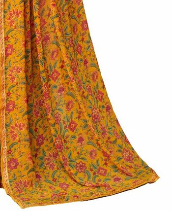 Georgette Yellow Color Saree With Blouse Piece by MGC