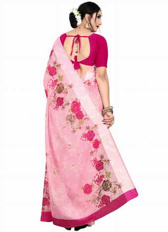 MGC Linen Peach colour saree with blouse piece SP650