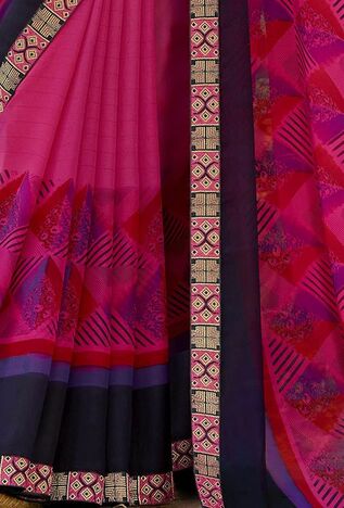 MGC Georgette  Dark Pink colour saree with blouse piece SP850