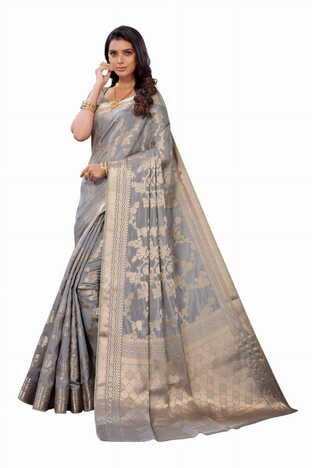 MGC SILK Grey colour saree with blouse piece SP1025